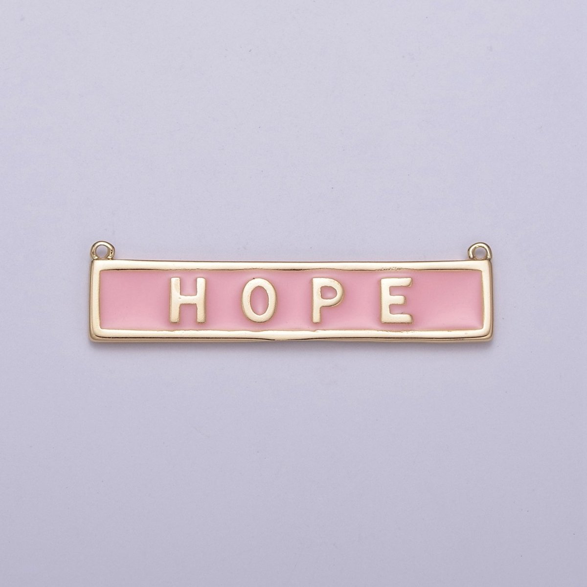14k Gold Filled Words Charm Gold Bar for Necklace Charm Pink Enamel Tag Bar Horizontal Queen Faith Love Hope N-099 - N-102 - DLUXCA