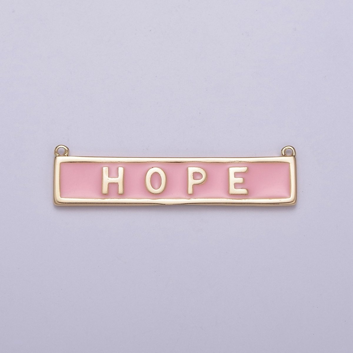 14k Gold Filled Words Charm Gold Bar for Necklace Charm Pink Enamel Tag Bar Horizontal Queen Faith Love Hope N-099 - N-102 - DLUXCA