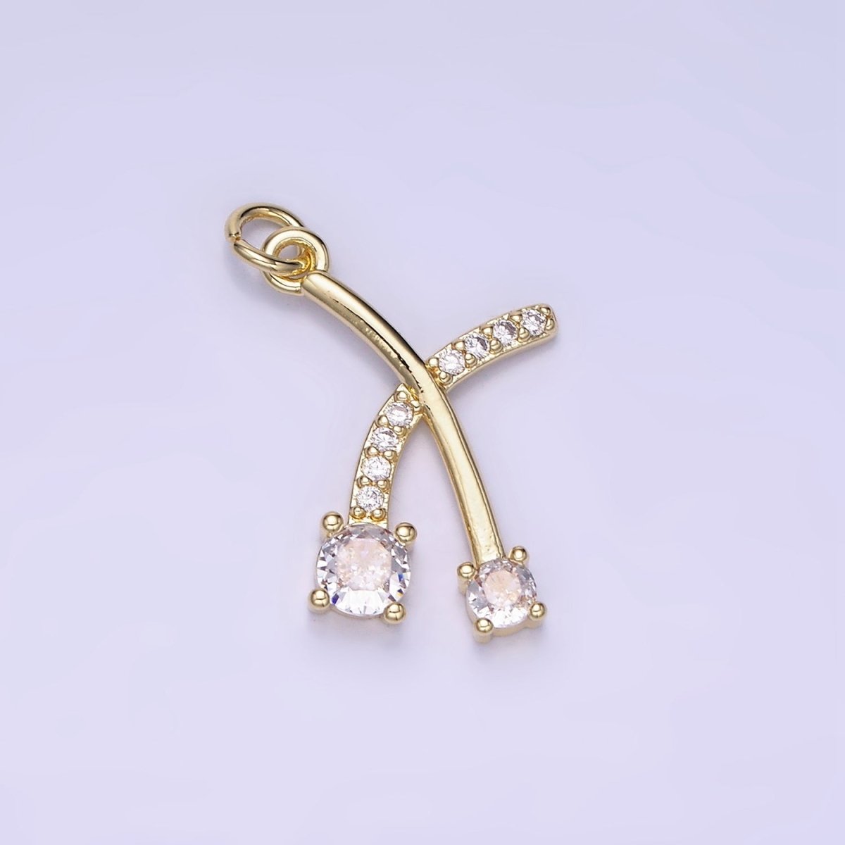 14K Gold Filled X Charm CZ 18mm | AG-654 - DLUXCA