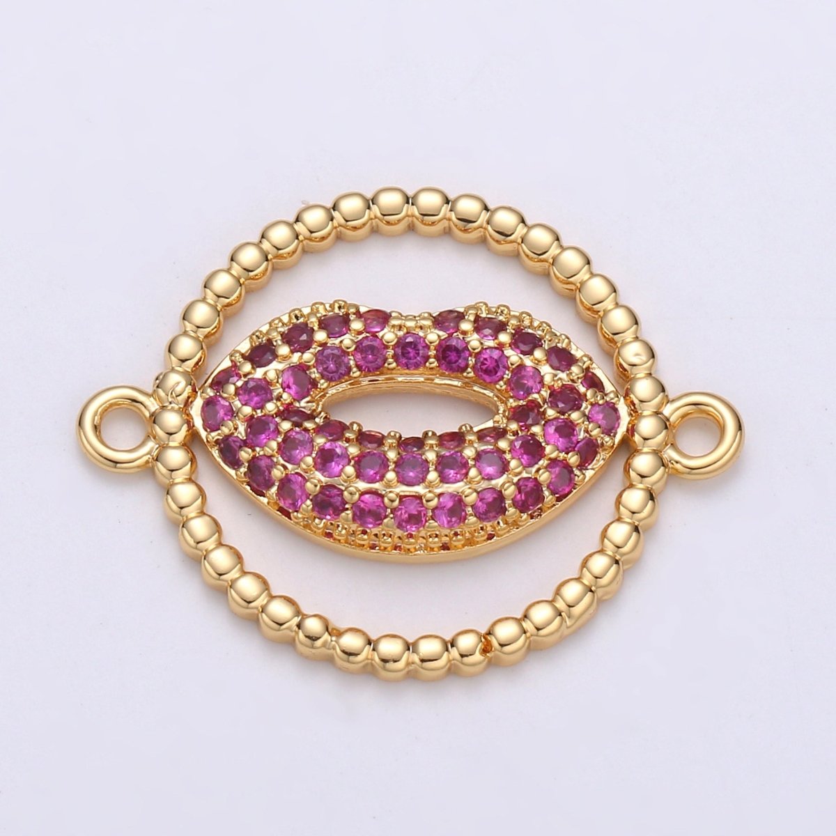 14k Gold Filled XOXO Kiss Mark Lips Connector Charm - Red Lips mwah muah, hugs and kisses, friendship love Jewelry Supply Bracelet Necklace F-554 - DLUXCA