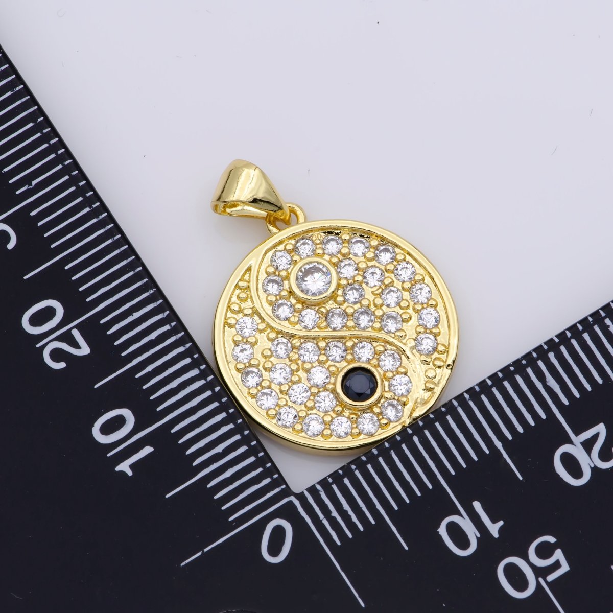 14K Gold Filled Yin Yang Dainty Pendant, Micro Pave YinYang Charm For necklace bracelet earring J-930 - DLUXCA