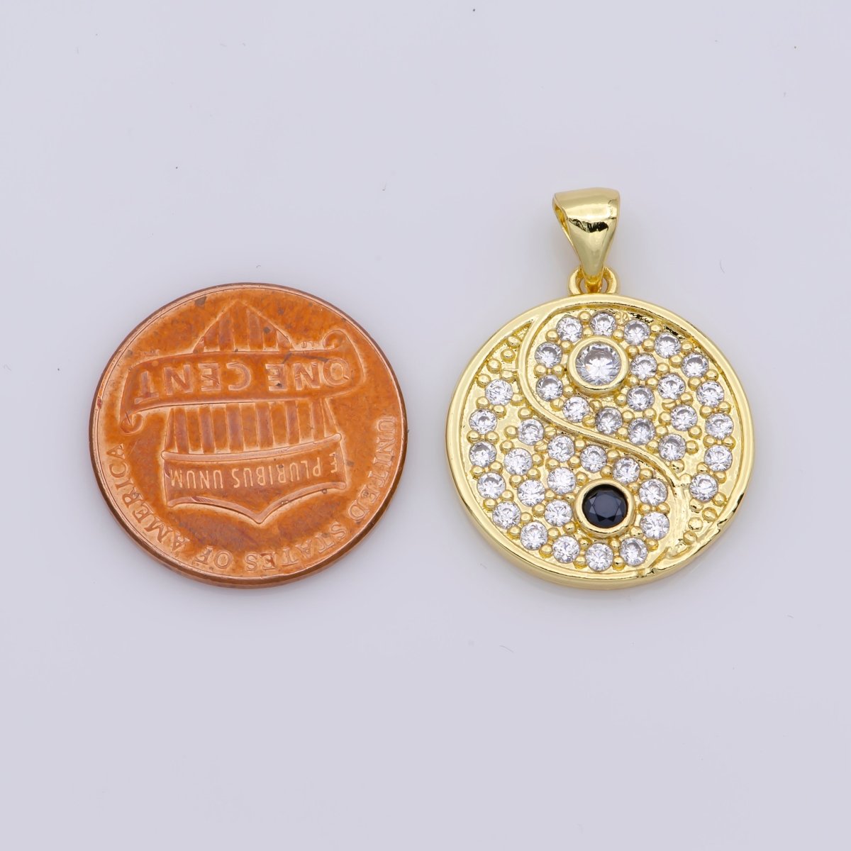 14K Gold Filled Yin Yang Dainty Pendant, Micro Pave YinYang Charm For necklace bracelet earring J-930 - DLUXCA
