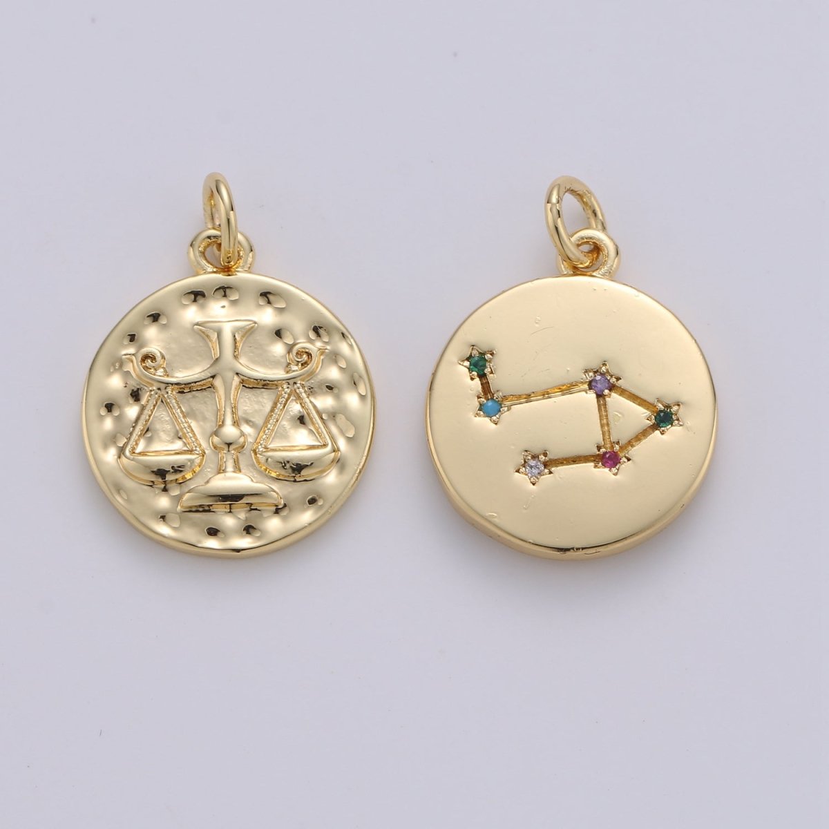 14K Gold Filled Zodiac Constellation Charms, Zodiac Symbol, Horoscope Charm, Gold Astrological Zodiac Signs, Double Sided Charm Pendant | A-326-A-337 - DLUXCA
