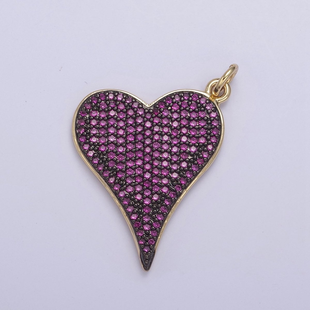 14K Gold Heart Charm Pendant, Green, Pink CZ Micro Pave CZ Heart Charm for bracelet necklace diy jewelry N-796 N-797 - DLUXCA