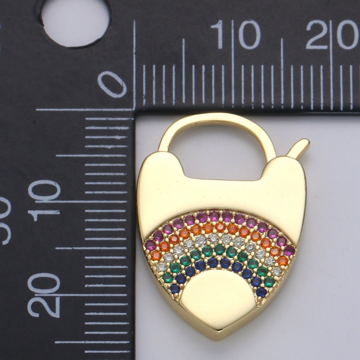 14K Gold Heart Shaped Lock, Rainbow Heart Clasp For Necklace Jewelry Making Supplies End Clasp Component L266 - DLUXCA