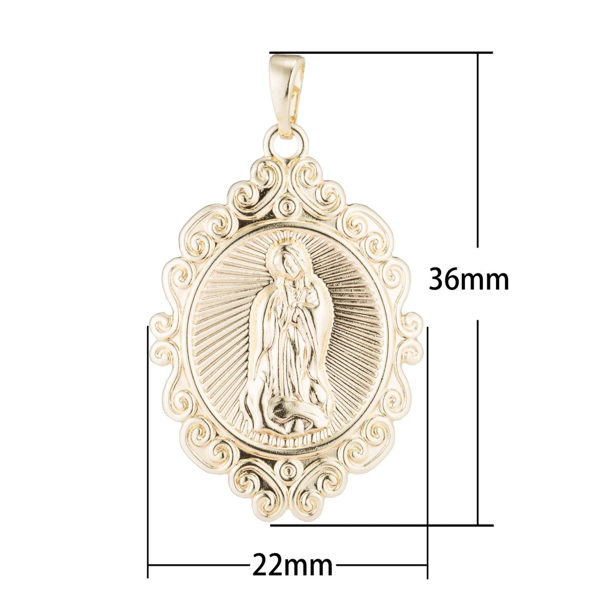 14K Gold Mother Virgin Mary, Holy, Divine, Angel, Golden, Rosary, Novena, Gift Necklace Pendant Charm Bead Bails Findings for Jewelry Making H-278 - DLUXCA