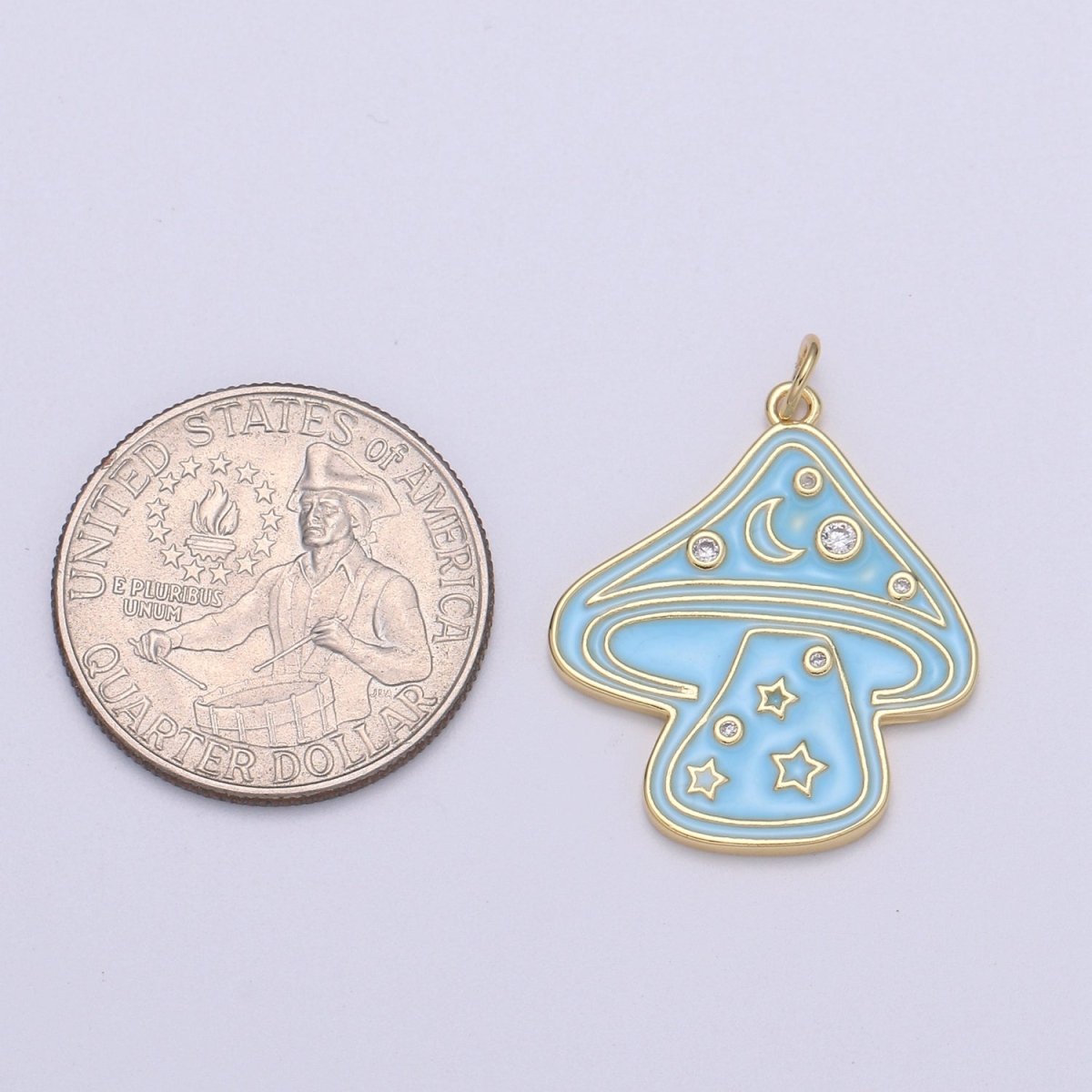 14k Gold Mushroom Charms, Enamel Magic Mushroom Pendant for Necklace Fantasy Celestial Jewelry for Statement Necklace E-263 - E-268 - DLUXCA