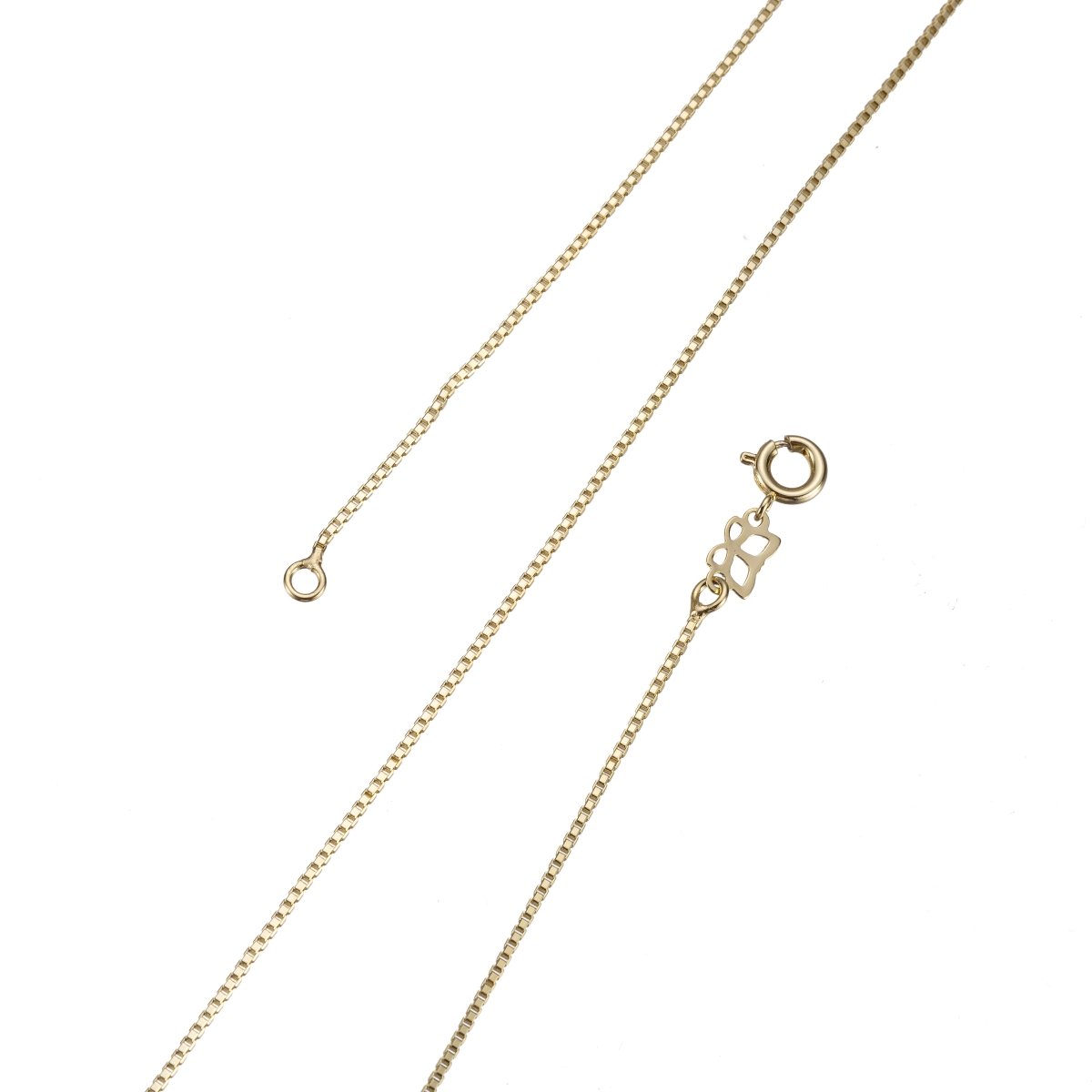 14K Gold Plated 0.6mm Box Chain Necklace, 16.2 Inch Dainty Gold Chain with Spring Ring | CN-944 Clearance Pricing - DLUXCA