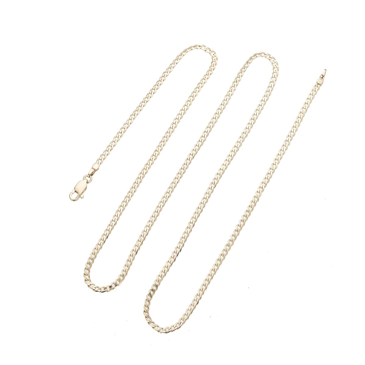 14K Gold Plated - 23.5 Inches Curb Chain Necklace - 2mm Curb Necklace w/ Lobster Clasps | CN-262 Clearance Pricing - DLUXCA