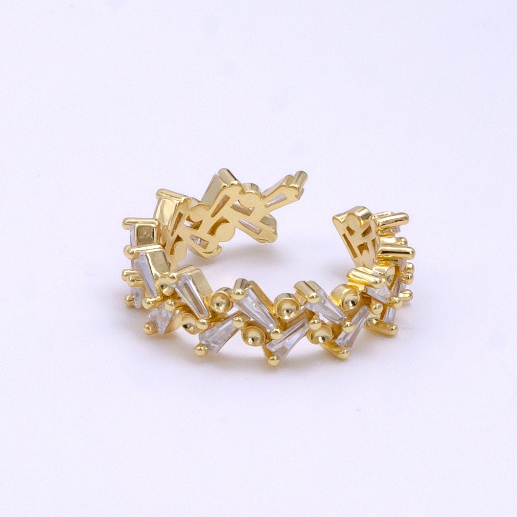 14K Gold Plated Clear CZ Baguette Band Ring | O1900 - DLUXCA