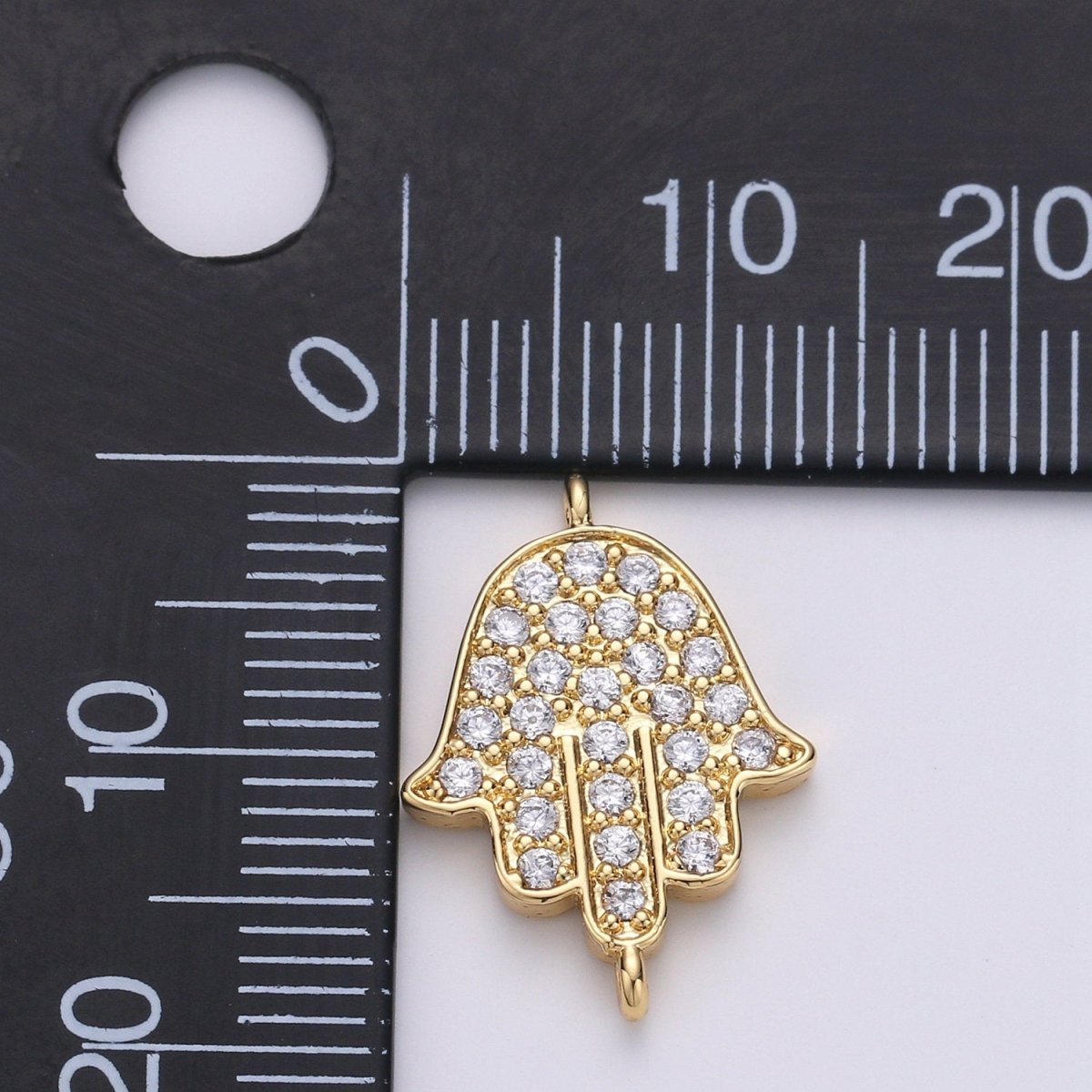 14K Gold Plated Hamsa Hand Connector - Dainty Link Connector- Cubic Mariposa Charm Connector- for Necklace Bracelet Component F-802 - DLUXCA
