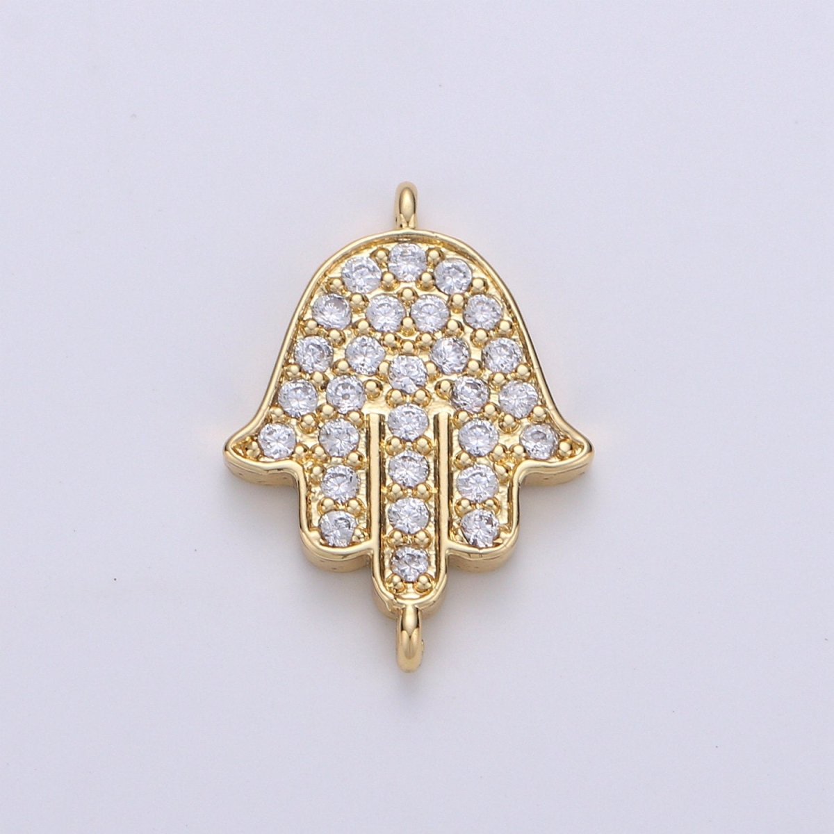 14K Gold Plated Hamsa Hand Connector - Dainty Link Connector- Cubic Mariposa Charm Connector- for Necklace Bracelet Component F-802 - DLUXCA