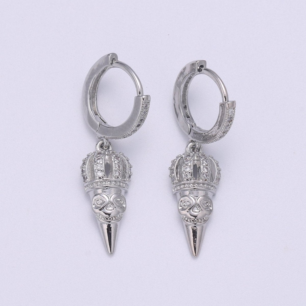 14k Gold spike earring, Spike hoop earrings, Pendulum huggie, Gift for her, Tiny hoop earrings Dangle earrings P-048 P-049 - DLUXCA