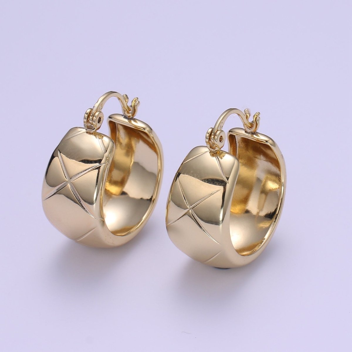 14K Gold Thick Hoops - Gold Thick Hoop Earrings - Chunky Thick Hoops - Light Weight Hoops Dome Earring P-088 - DLUXCA