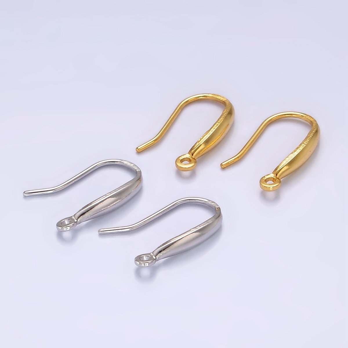 14K Gold Vermeil Minimalist Open Loop French Hook Earrings Jewelry Findings in Gold & Silver | Z-523 Z-524 - DLUXCA