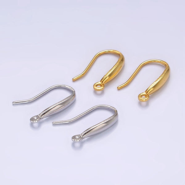 14K Gold Vermeil Minimalist Open Loop French Hook Earrings Jewelry Findings in Gold Silver Z 523 Z 524 DLUXCA