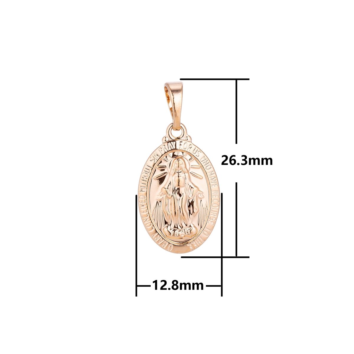 14K Rose Gold Filled Miraculous Lady Divine Holy Virgin Mary, Oval Shape, Necklace Pendant Charm Bails Findings for Jewelry Making H-645 - DLUXCA