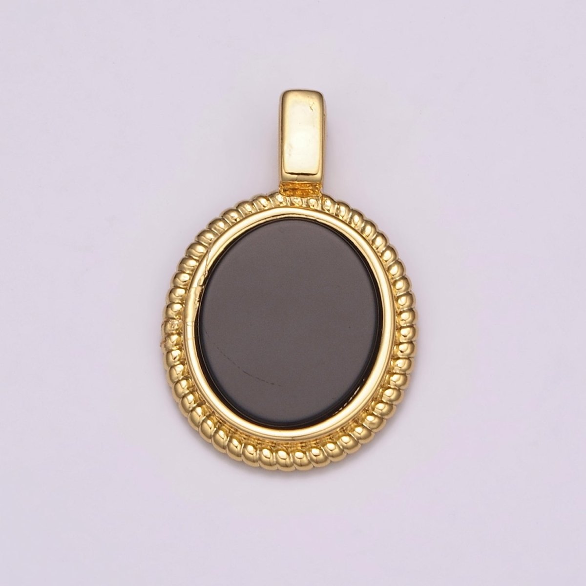 14K Yellow Gold Filled Oval Gemstone Medallion Pendant Abalone, Tiger Eye, Carnelian, Black ,Green Agate for Vintage Classic Minimalist Jewelry N-478 - N-482 - DLUXCA