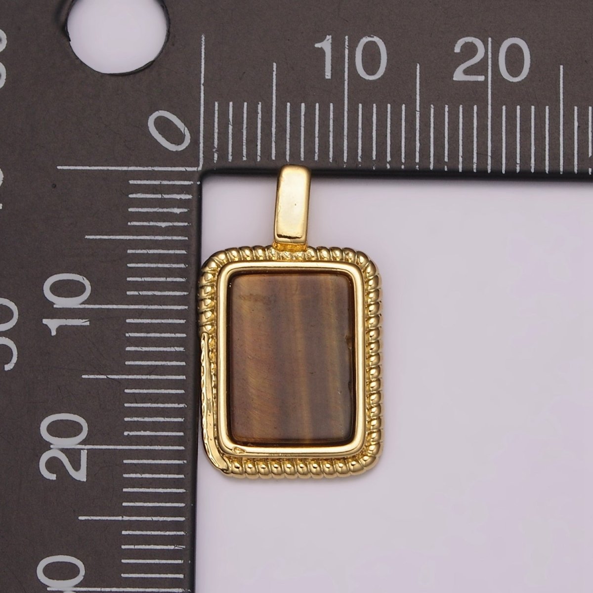 14K Yellow Gold Filled Square Gemstone Medallion Pendant Abalone, Tiger Eye, Carnelian, Black ,Green Agate for Vintage Classic Minimalist Jewelry N-473 - N-477 - DLUXCA