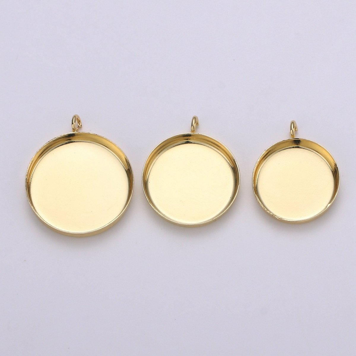 14kGold Filled Round Circle Circular Bezel Cup Earring,Supplies for DIY Earring & Pendat Jewelry,Perfect for DIY Round Pendant Tray with Loop K-926 K-927 K-928 - DLUXCA