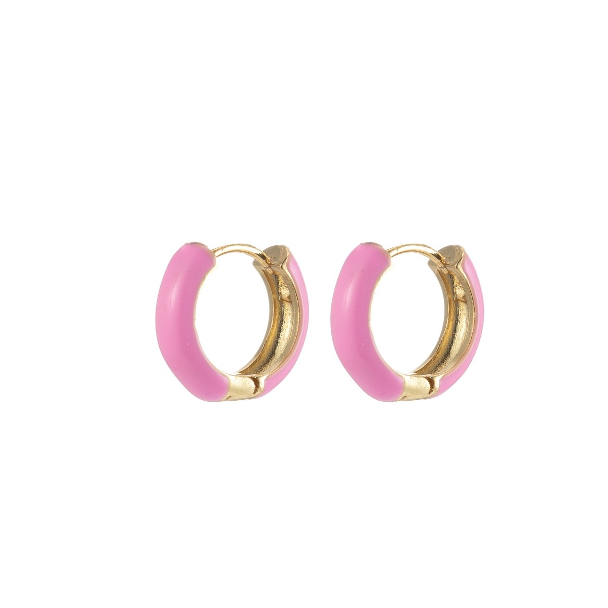 14mm Huggie Earring Colorful Neon Enamel Gold Multi Color Small Hoops Y2K Jewelry P-141~P-149 - DLUXCA