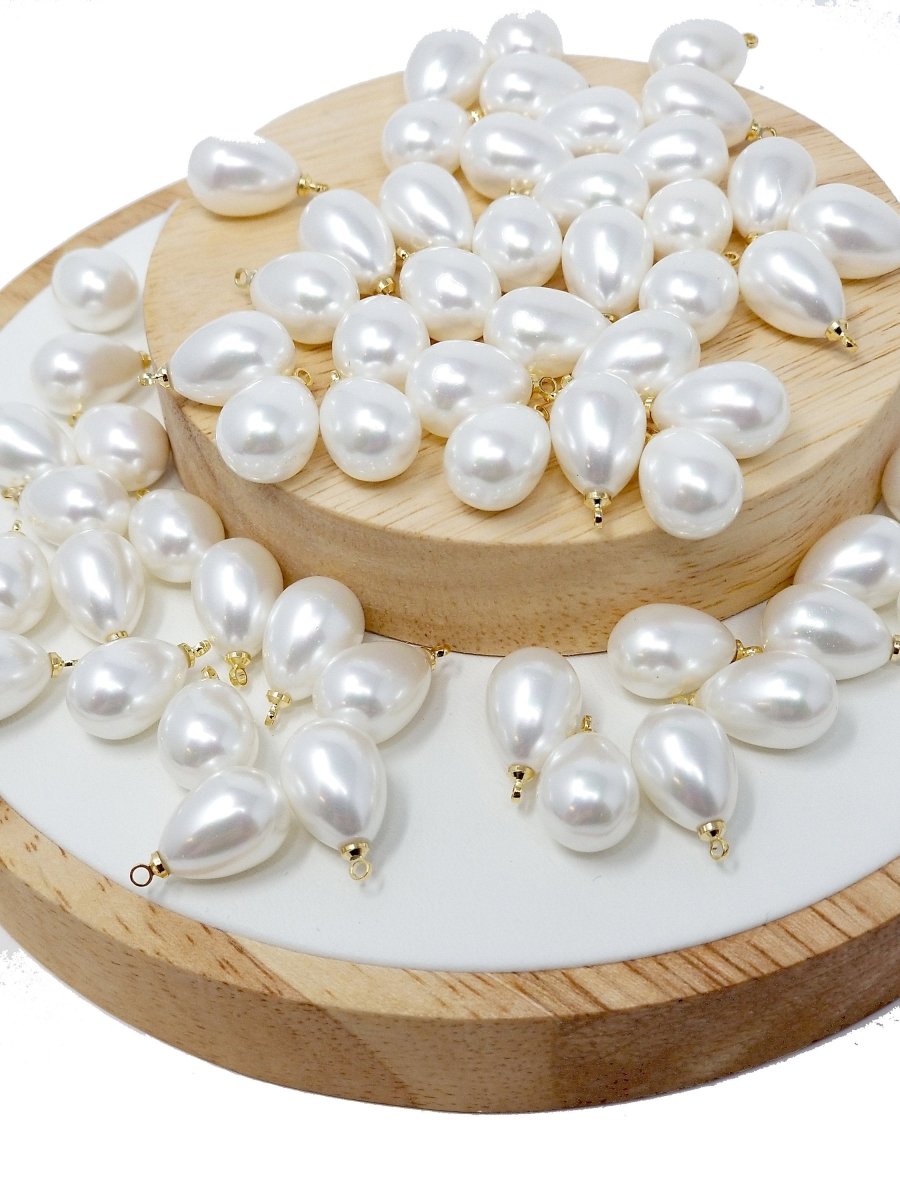 1/5/10pcs Sea Shell Pearl Teardrop Briolette Charm Smooth Tear Drop Pearl 17x10mm for Necklace Earring Anklet Bracelet Jewelry Making P-1814 - DLUXCA