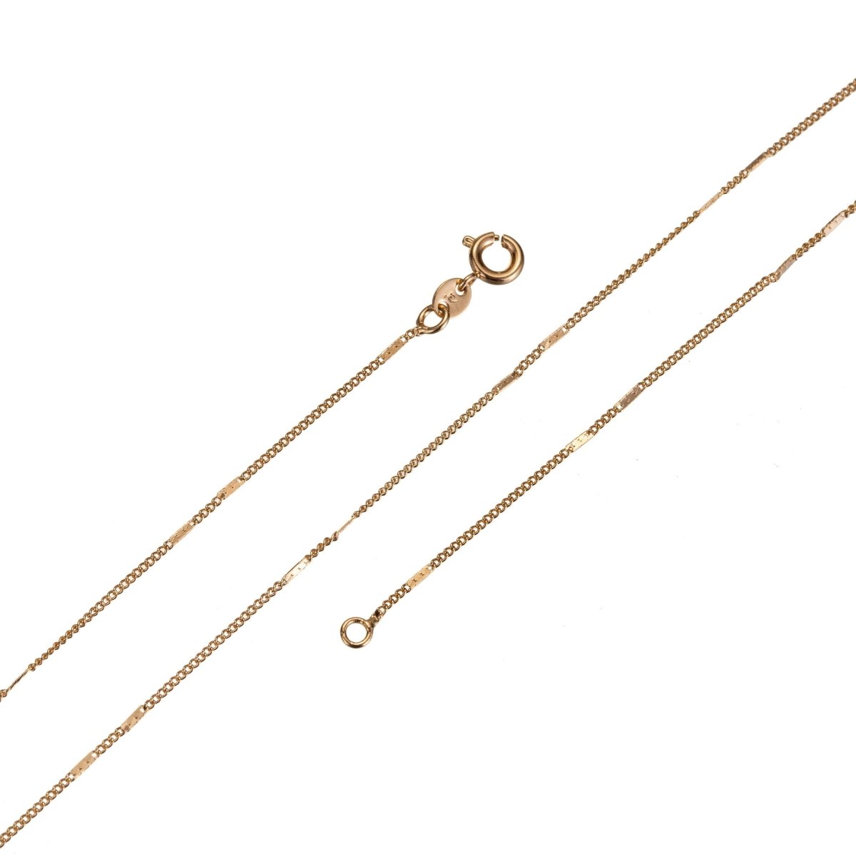 15.6'' Ready to Use 18K Gold Plated Bead Necklace Chain, Layering Beaded Chain, Dainty 1mm Bead Necklace w/Spring Ring | CN-656 Clearance Pricing - DLUXCA