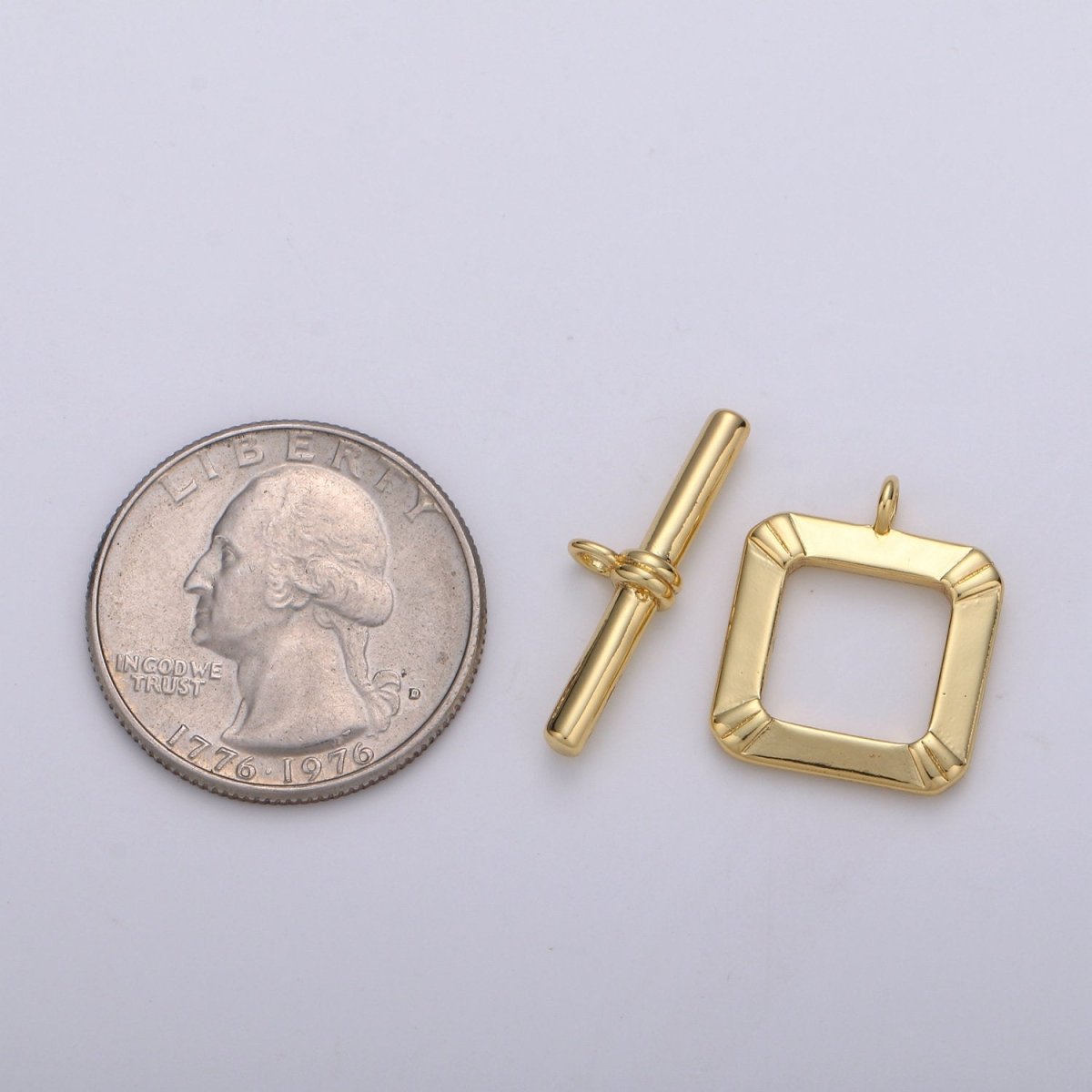 15mm 14K Gold Filled Toggle Clasp Square ot Clasp for Jewelry Making Supply K-829 - DLUXCA