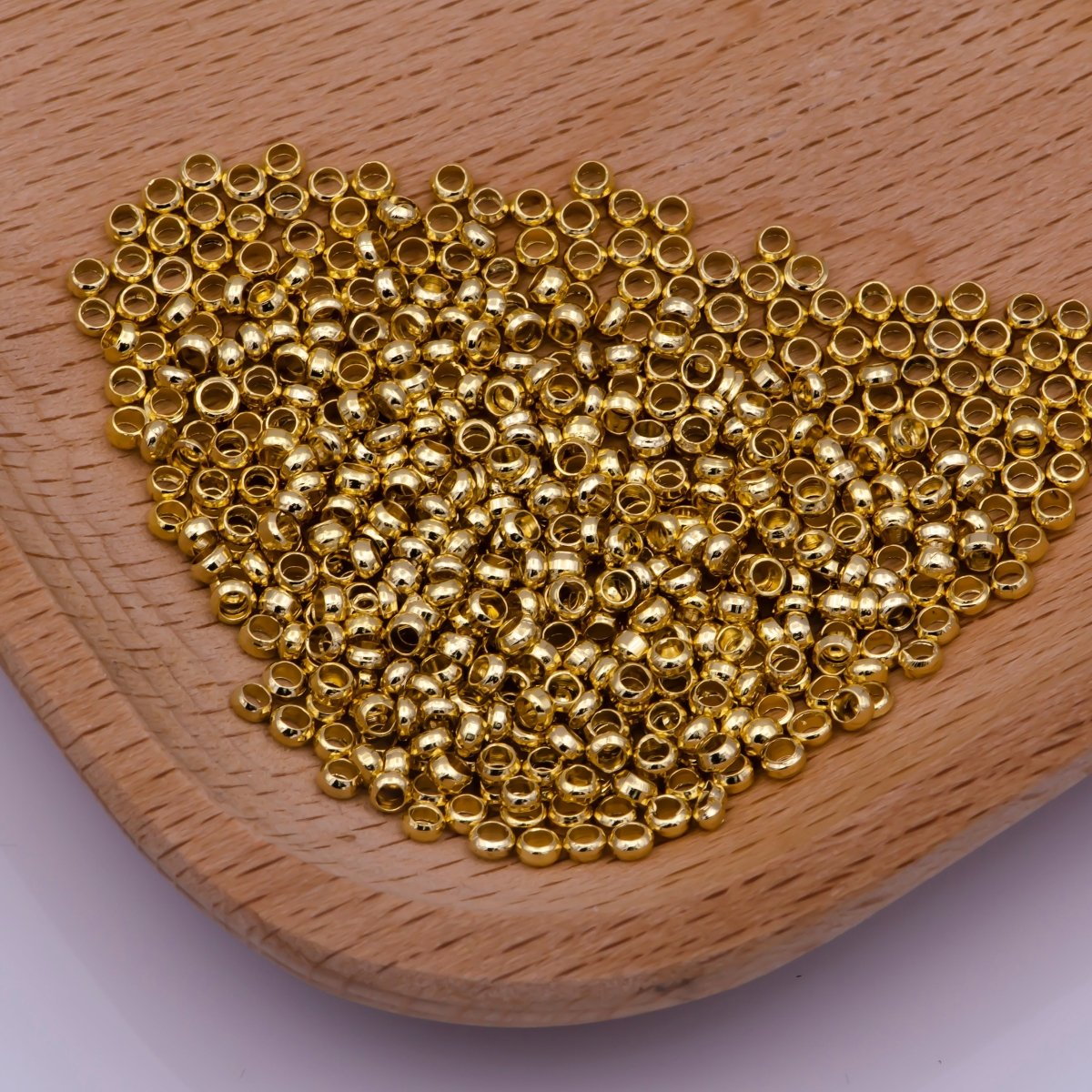1.5mm, 2mm, 2.5mm 24k Gold Filled Crimp Beads, Crimp covers, Spacer Stopper Beads K-206 L-540 L-541 - DLUXCA