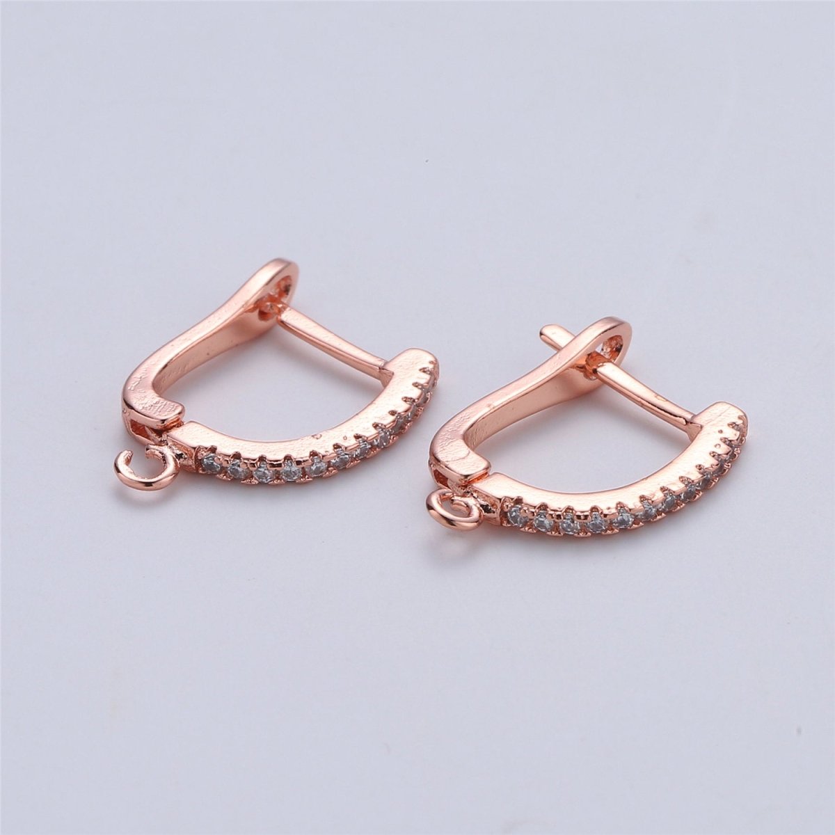 15mm Cubic one touch Earring w/ open link for Charm Rose Gold Silver Gold 18K gold Filled Lead, Nickel free, Lever back earring supply K-167 K-166 - DLUXCA