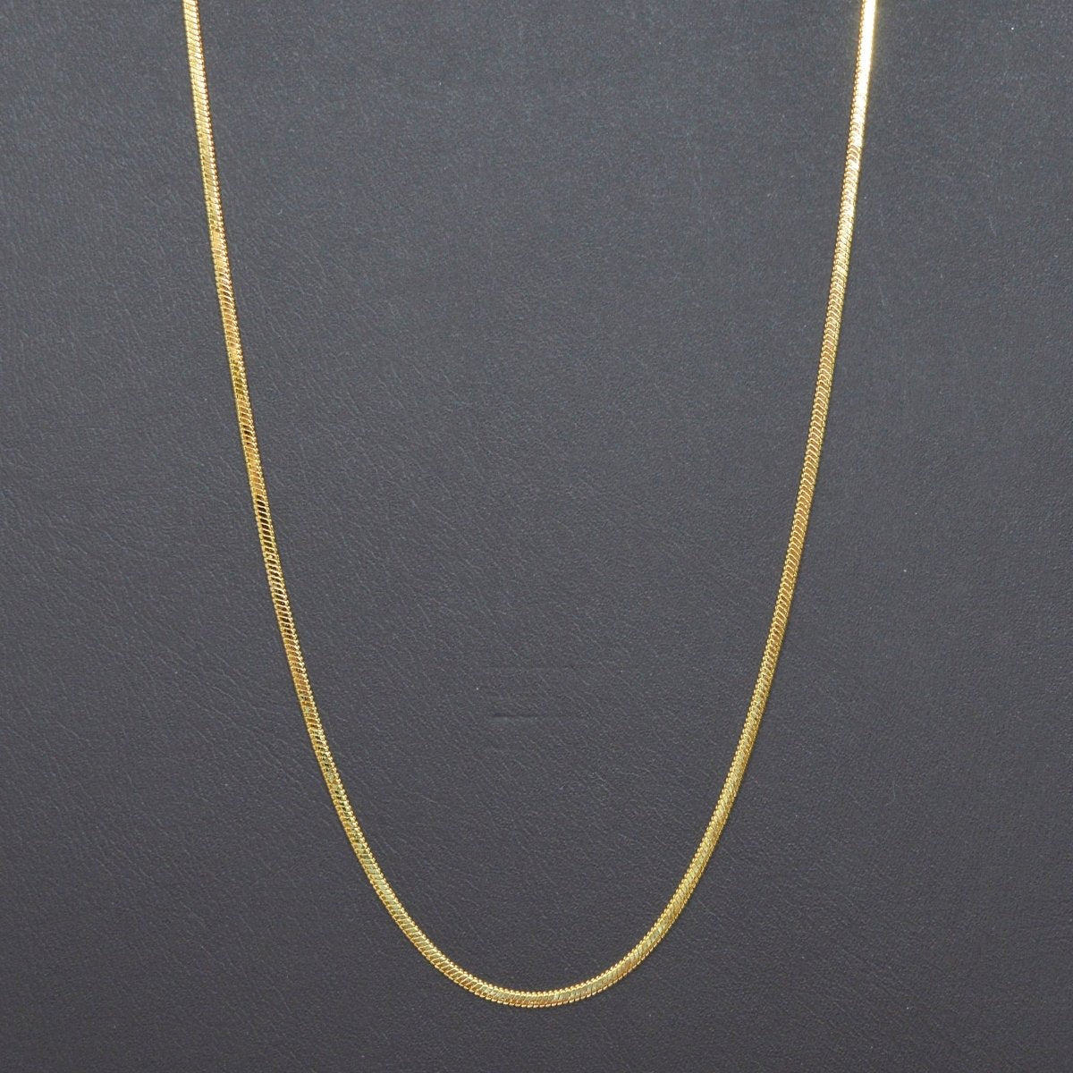 1.5mm Dainty Flat Herringbone Snake 17.5 Inch Layering Chain Necklace w. Lobster Clasps | WA-011 Clearance Pricing - DLUXCA
