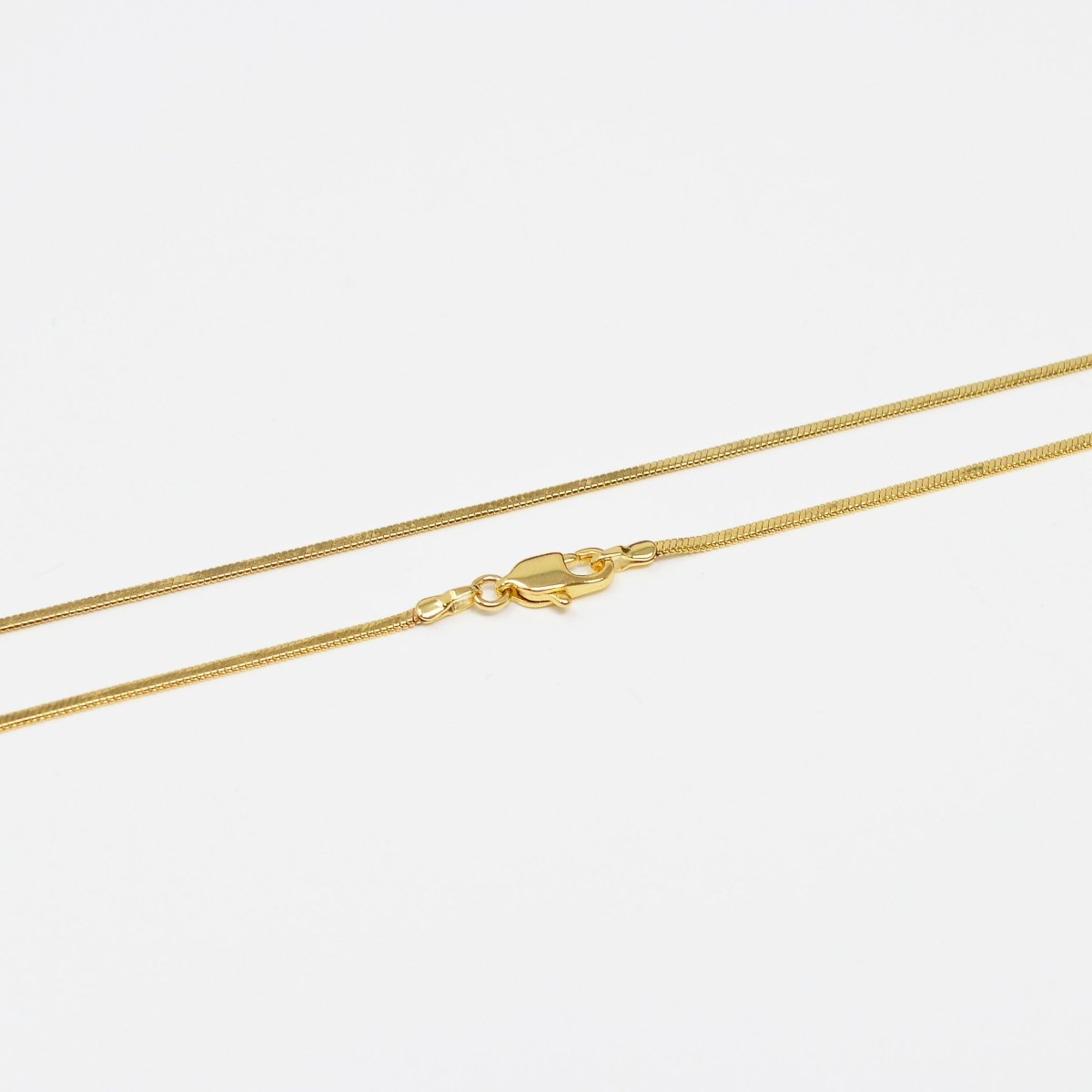 1.5mm Dainty Flat Herringbone Snake 17.5 Inch Layering Chain Necklace w. Lobster Clasps | WA-011 Clearance Pricing - DLUXCA