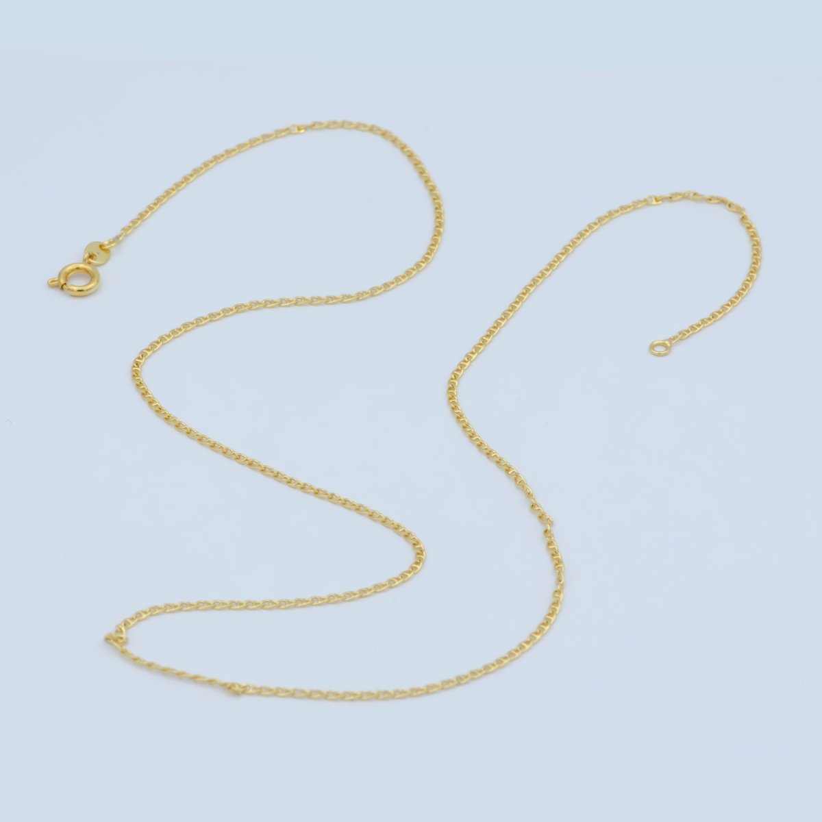 1.5mm Dainty Unique Curved Anchor 19.5 Inch Layering Chain Necklace w/Spring Ring | WA-186 Clearance Pricing - DLUXCA