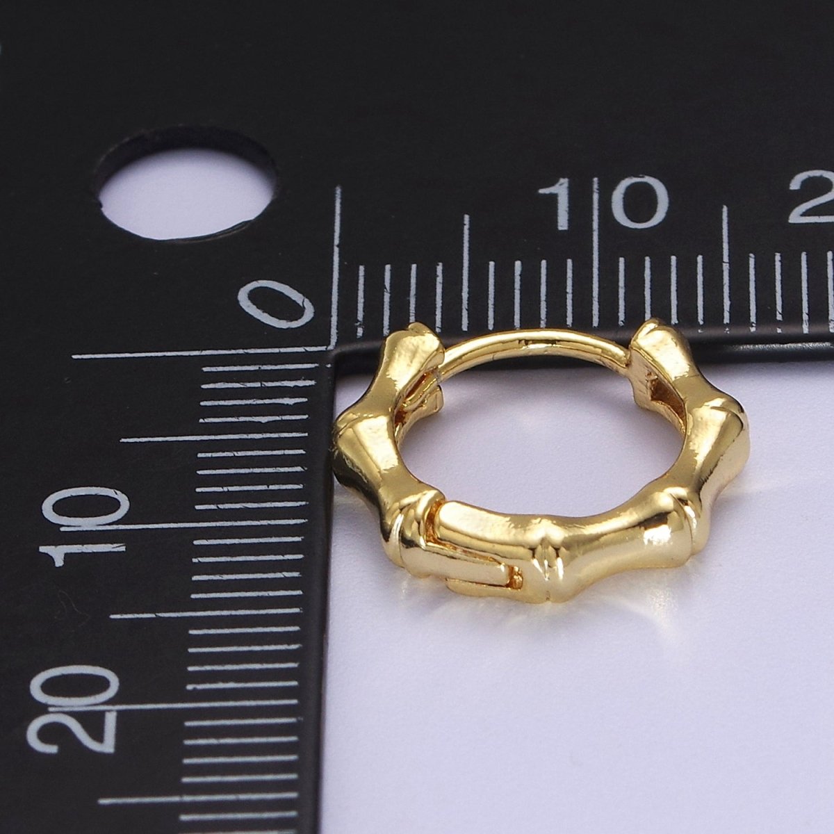 15mm Gold Bamboo Hoop Earring for Everyday Jewelry Q-083 - DLUXCA