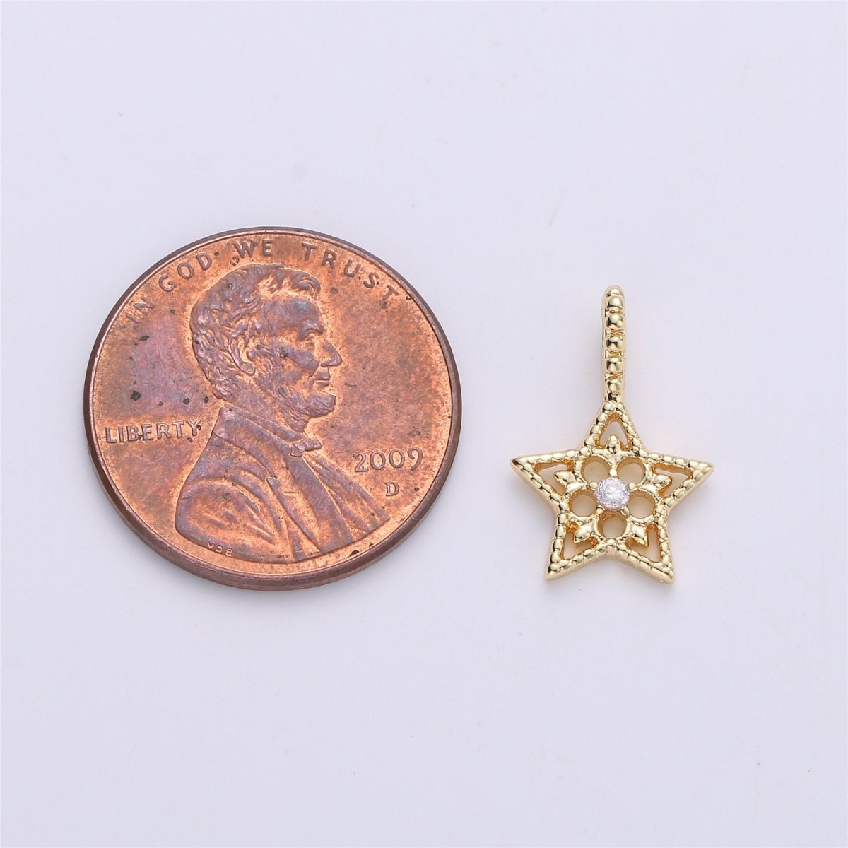15mm Gold Star Charm Cubic Pendant Gold filled Dainty Star Charm for Necklace Earring charm, C-625 - DLUXCA