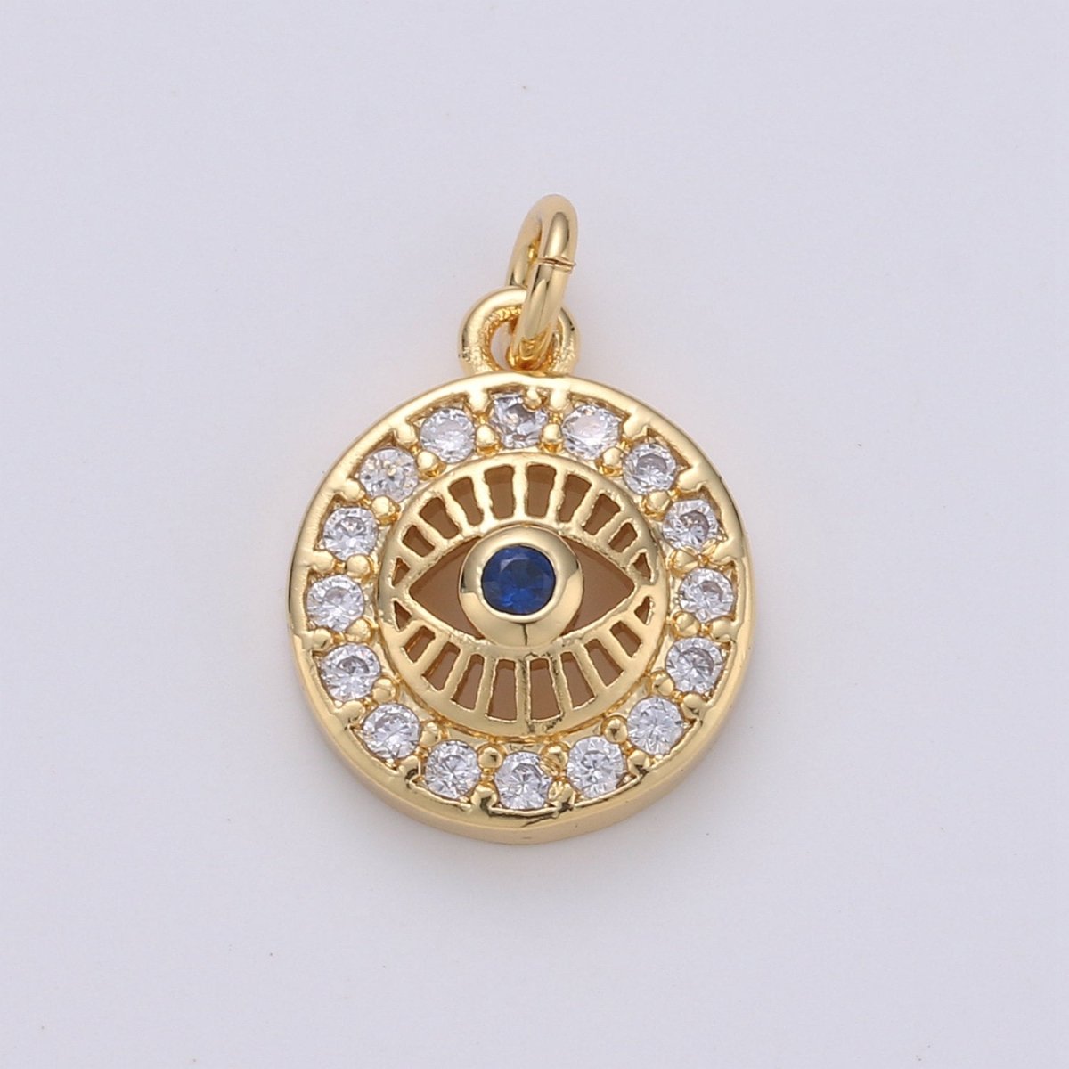 15x10mm 24k Gold Filled Evil Eye, Micro Pave Evil Eye Charm, Turquoise Cubic Charms, CZ Gold Evil Eye Beads, Pink Green Blue Charms, D-485 - D-488 - DLUXCA