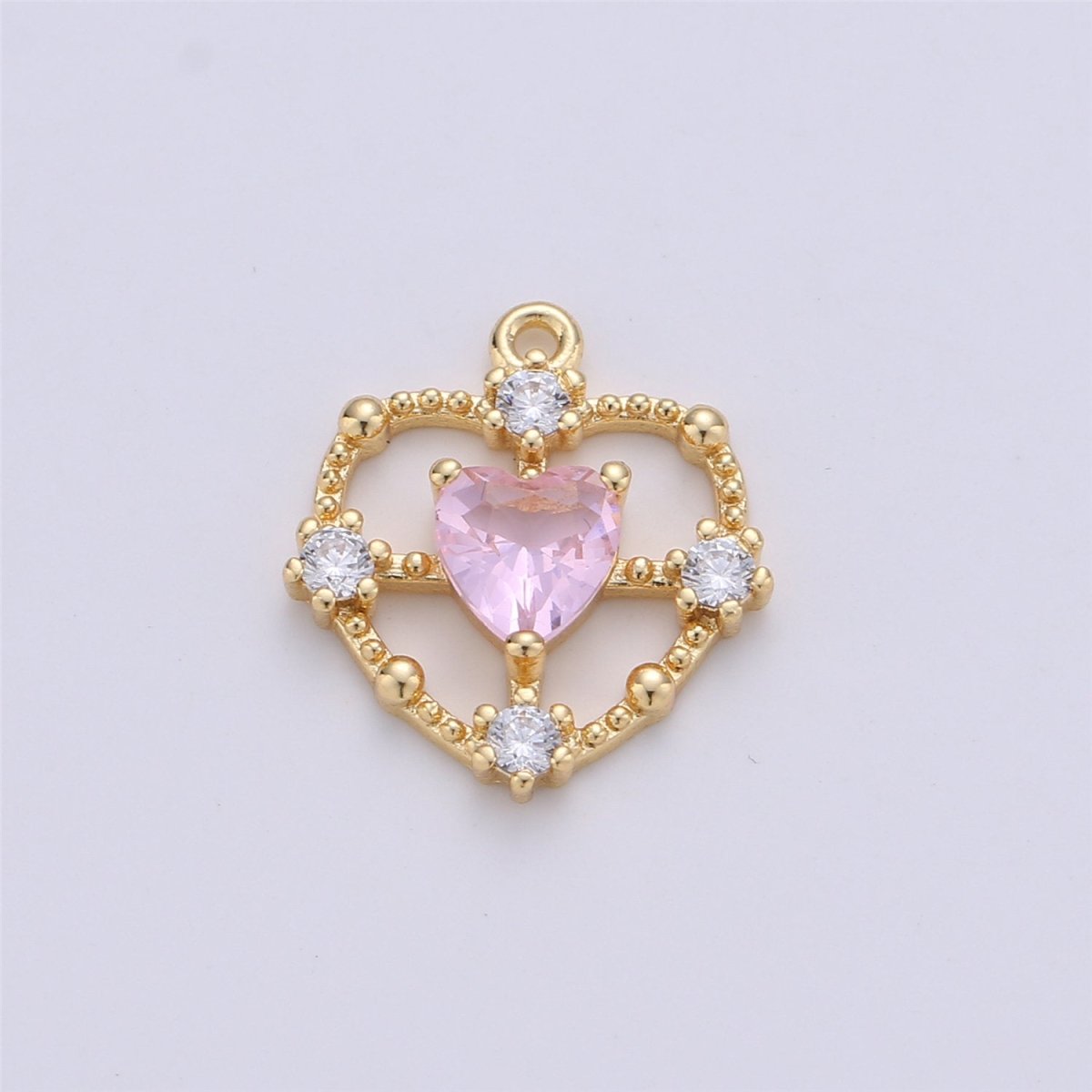 15x13mm Dainty Gold Filled Heart charm, micro pave heart, mini heart charms, heart pendant, cubic Charm Necklace Earring Bracelet C-591 - DLUXCA