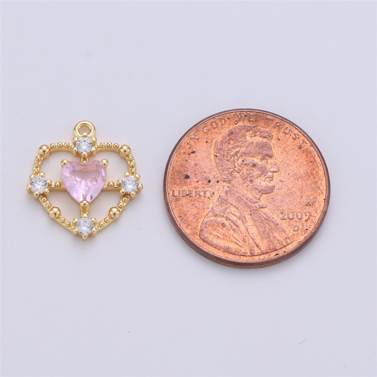 15x13mm Dainty Gold Filled Heart charm, micro pave heart, mini heart charms, heart pendant, cubic Charm Necklace Earring Bracelet C-591 - DLUXCA