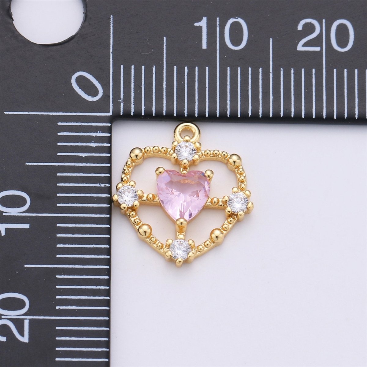 15x13mm Dainty Gold Filled Heart charm, micro pave heart, mini heart charms, heart pendant, cubic Charm Necklace Earring Bracelet C-591 - DLUXCA