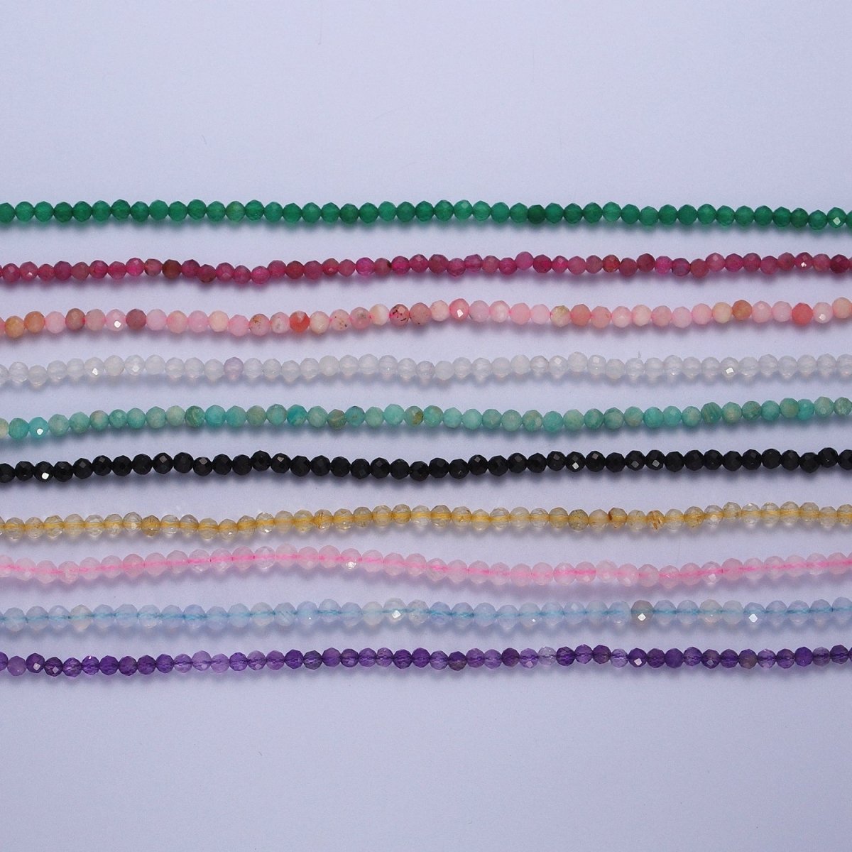16 Inch Multifaceted 2.8mm Matte Gemstone Bead Necklace | WA-1469 - WA-1478 Clearance Pricing - DLUXCA