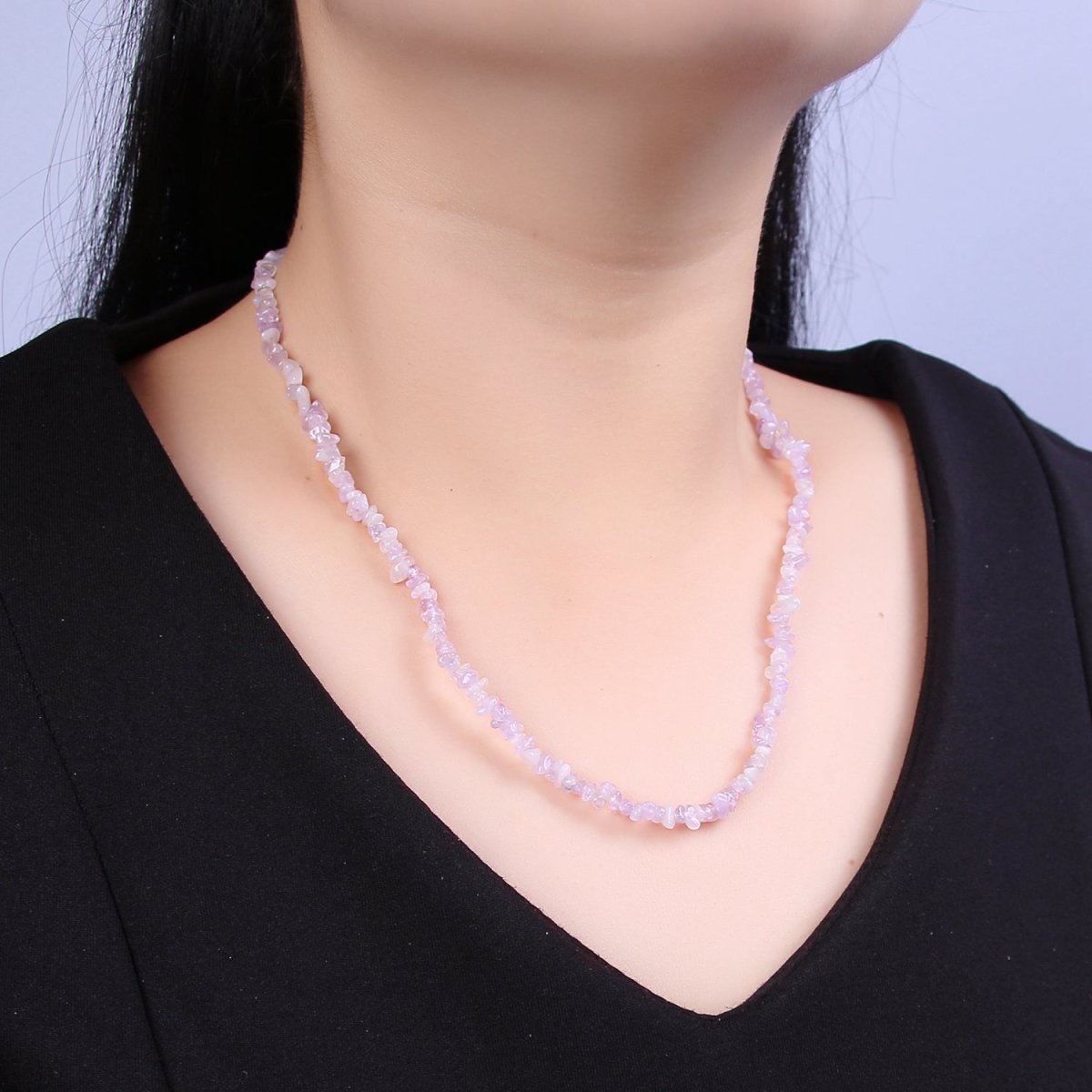 16.5 Inch Natural Purple Ametrine Quartz Crystal Stone Bead Necklace with 2" Extender | WA-636 Clearance Pricing - DLUXCA
