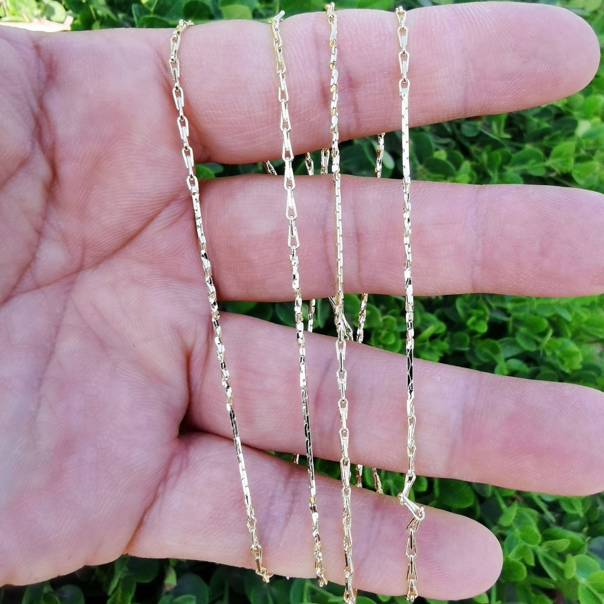 16.5 Inches Link Barleycorn Chain - 14K Gold Plated Necklace - 1.7mm Women's Necklace - Gold Plated Jewelry Ready to Wear Chain Finished Chain | CN-879 Clearance Pricing - DLUXCA