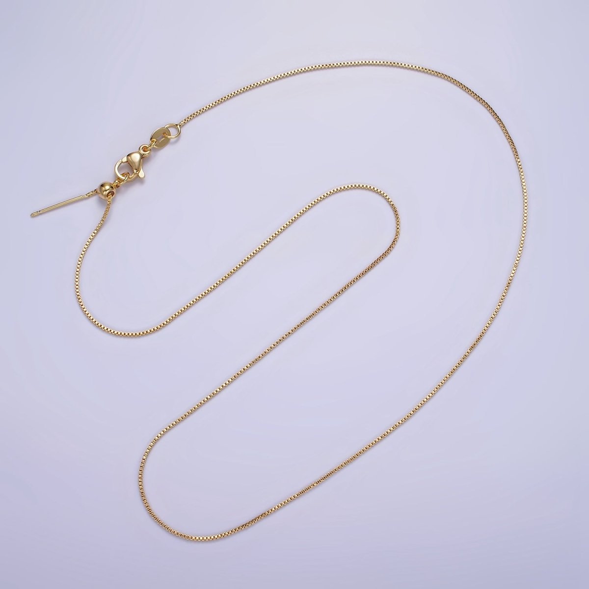 16K Gold Filled 0.7mm Dainty Box 18 Inch Slider Chain Necklace | WA-1937 Clearance Pricing - DLUXCA