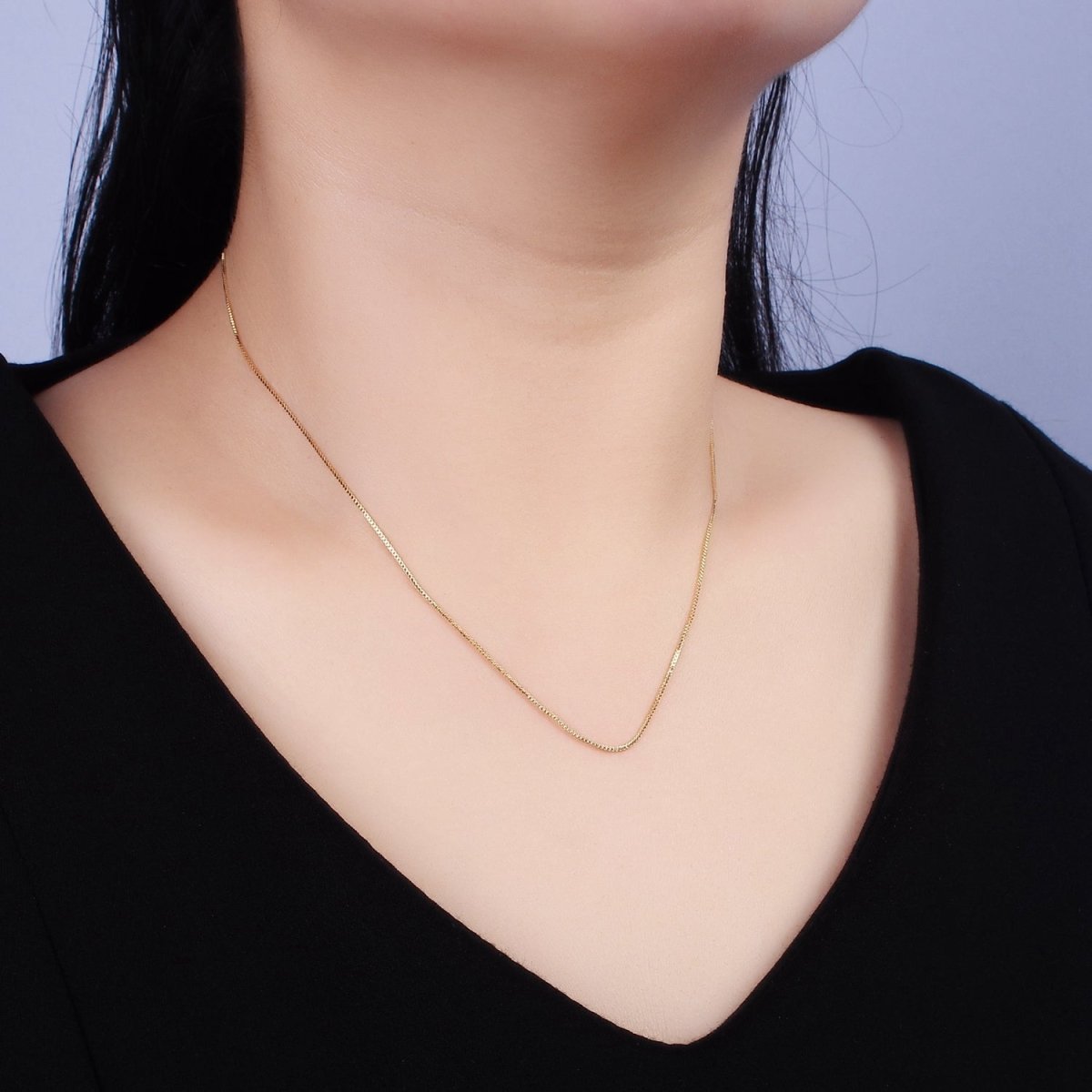 16K Gold Filled 0.7mm Dainty Box 18 Inch Slider Chain Necklace | WA-1937 Clearance Pricing - DLUXCA