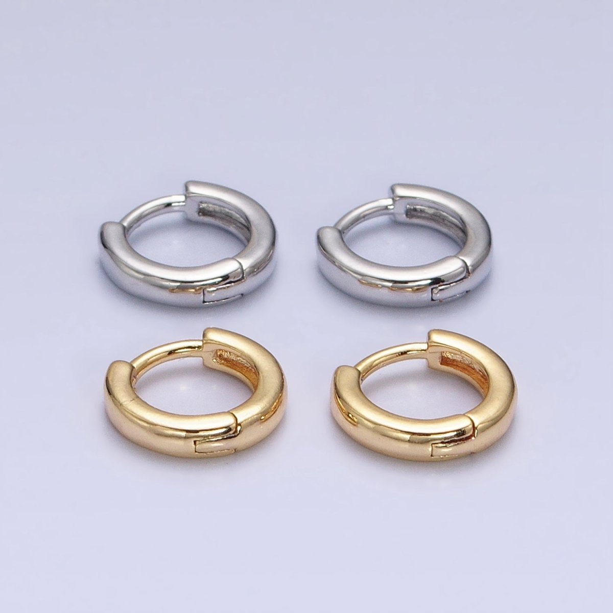 16K Gold Filled 10mm Minimalist Cartilage Huggie Earrings in Gold & Silver | AD-1090 AD-1091 - DLUXCA