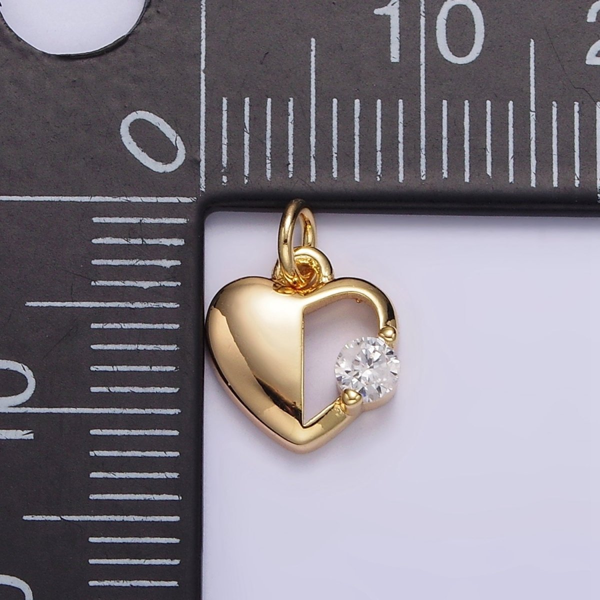 16K Gold Filled 11.5mm Clear CZ Open Heart Add-On Charm | N997 - DLUXCA