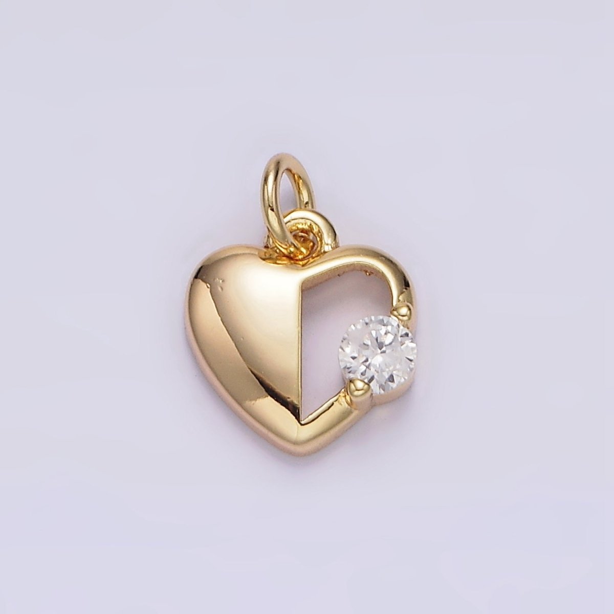 16K Gold Filled 11.5mm Clear CZ Open Heart Add-On Charm | N997 - DLUXCA