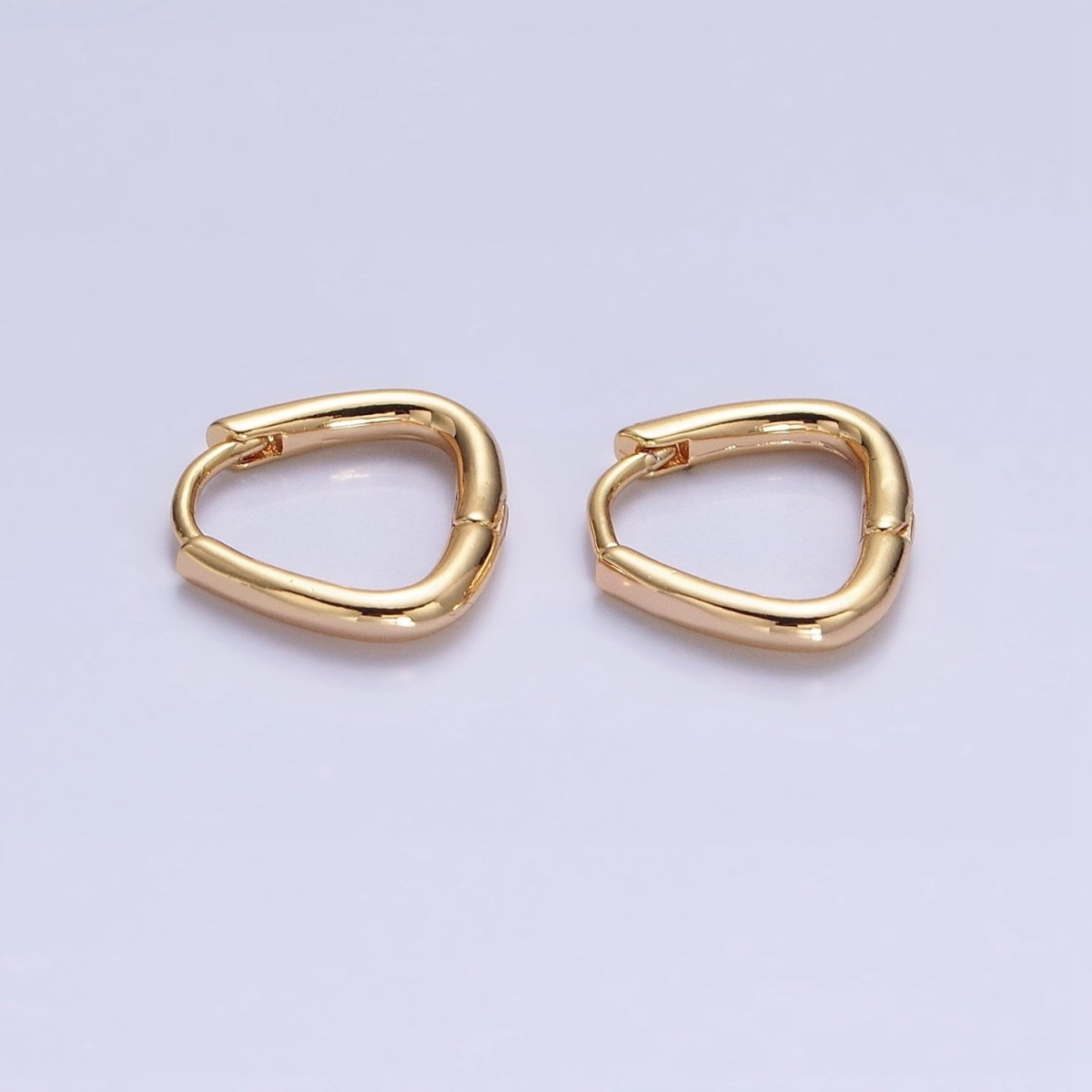 16K Gold Filled 11.5mm Triangle Minimalist Cartilage Huggie Earrings in Gold & Silver | AB825 AD823 - DLUXCA