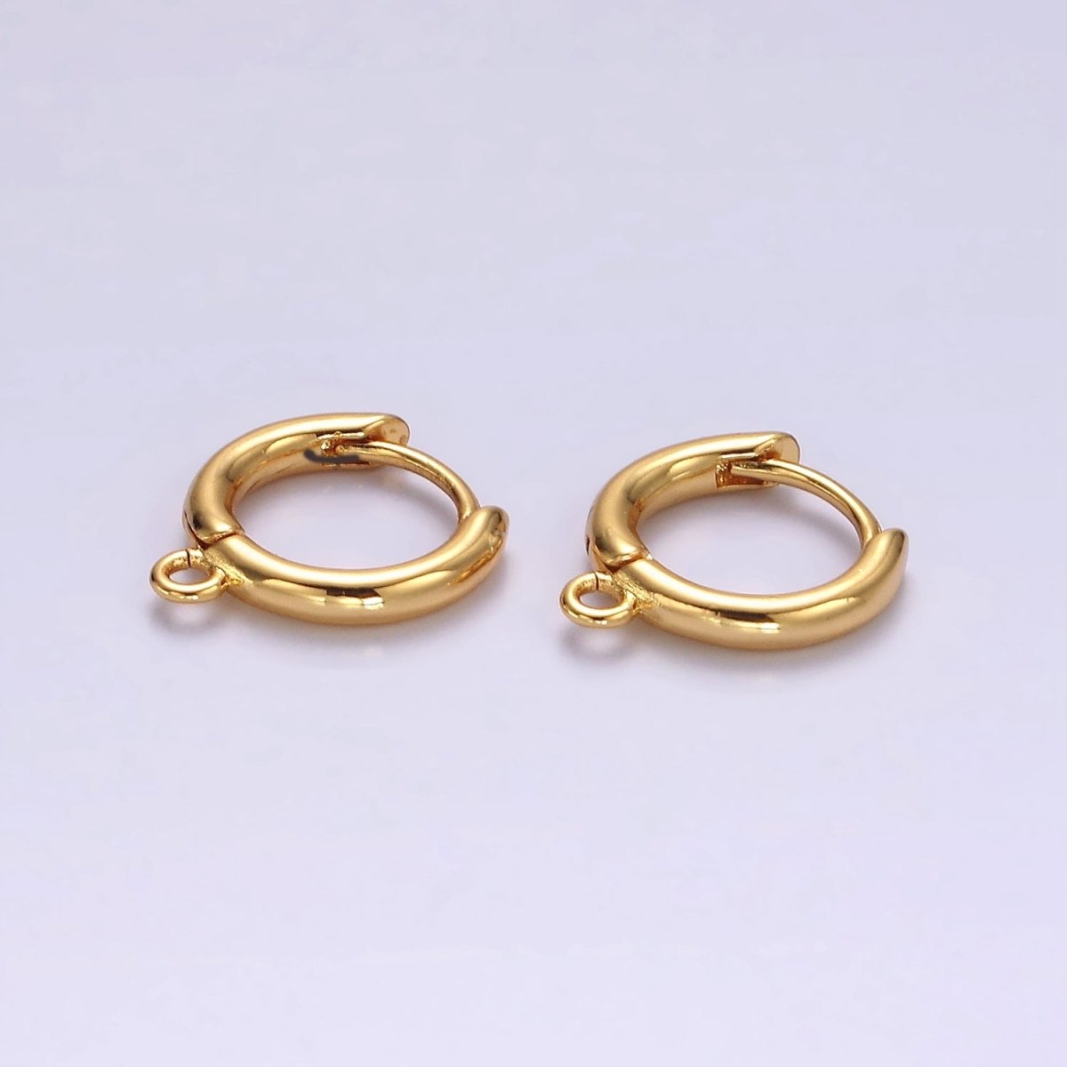 16K Gold Filled 11.8mm Minimalist Huggie Open Loop Earrings Findings Supply | Z564 - DLUXCA