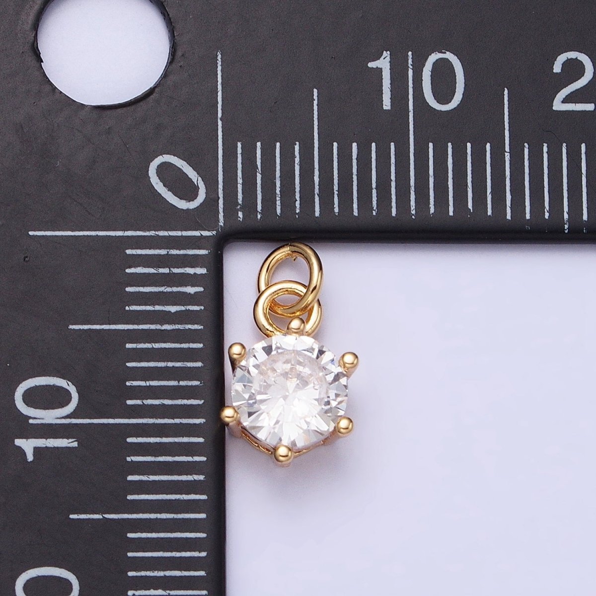 16K Gold Filled 12mm Clear Round Cubic Zirconia CZ Add-On Charm in Gold & Silver | AC1193 AC1194 - DLUXCA